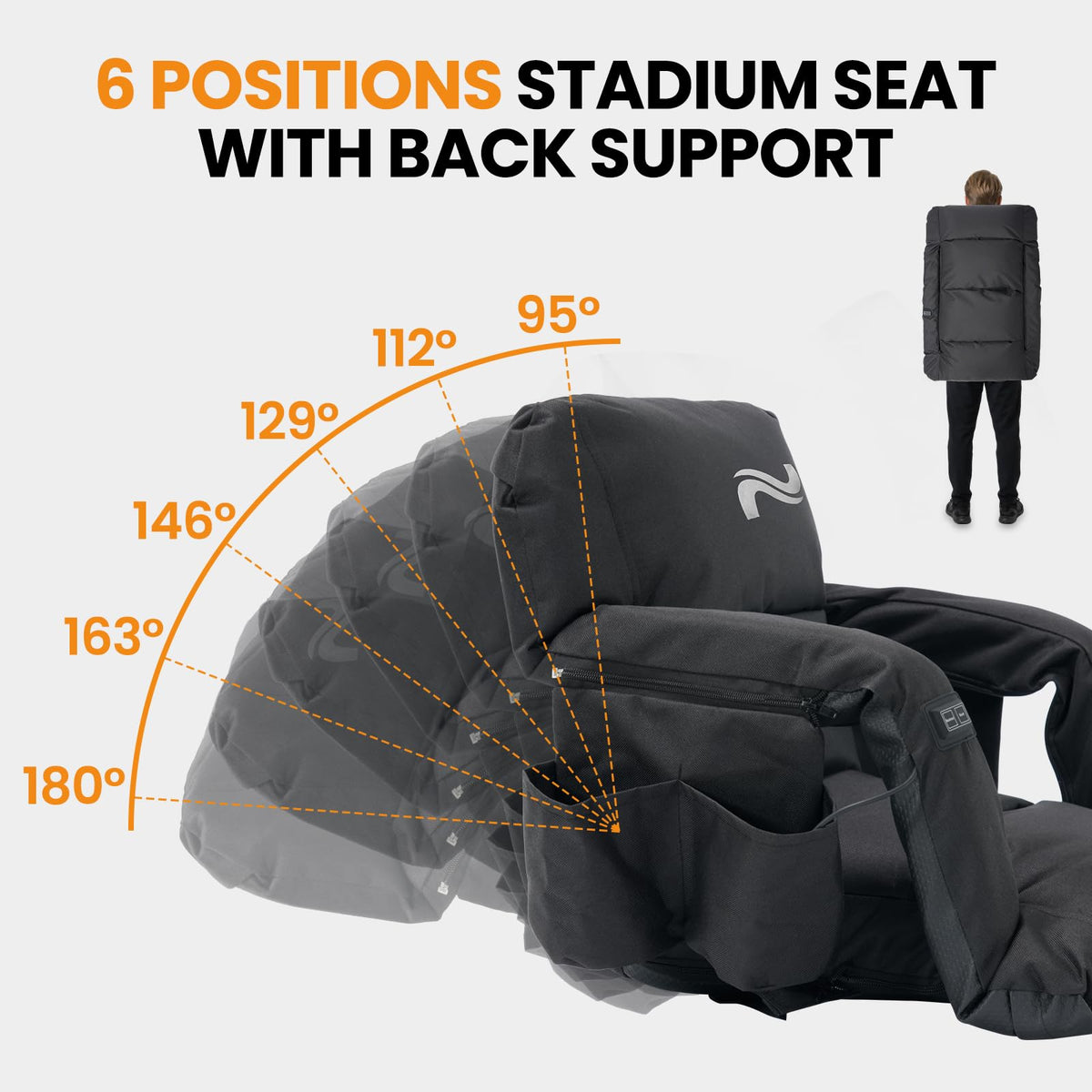 25in Extra Wide Thick Heated Stadium Seats with Back Support R328