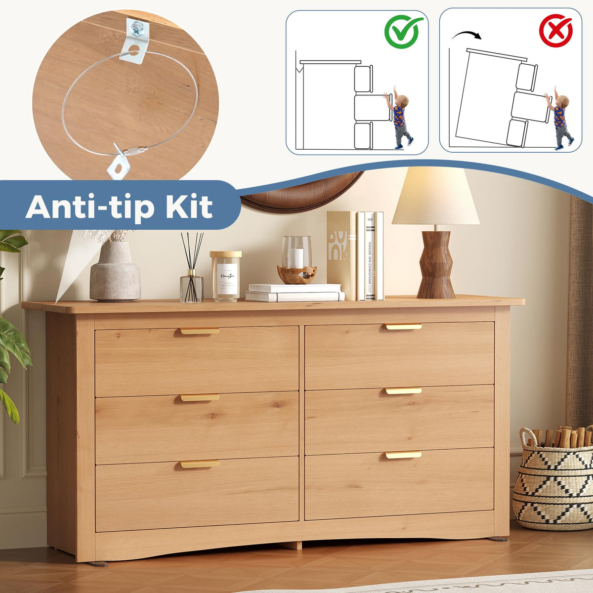 6 Drawer Wood Storage Cabinet J1899