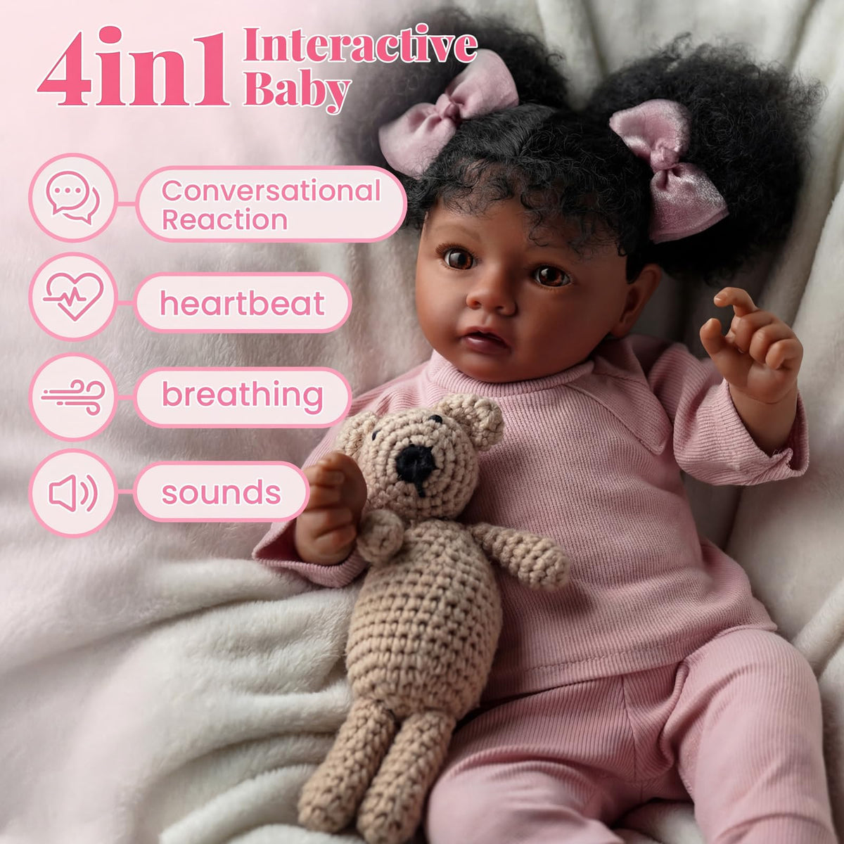 20 Inch Black Baby Girl K3677
