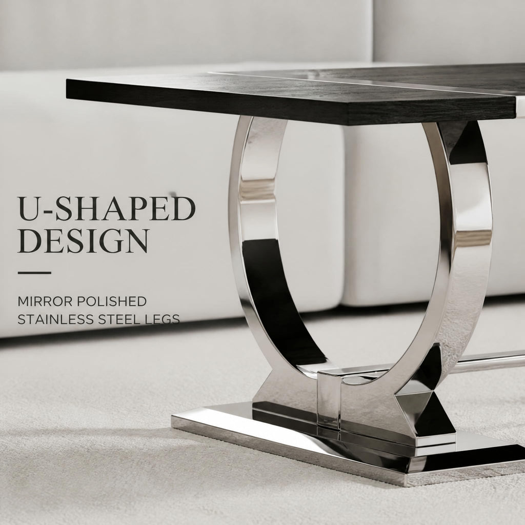50" Black and Silver Coffee Table R2339