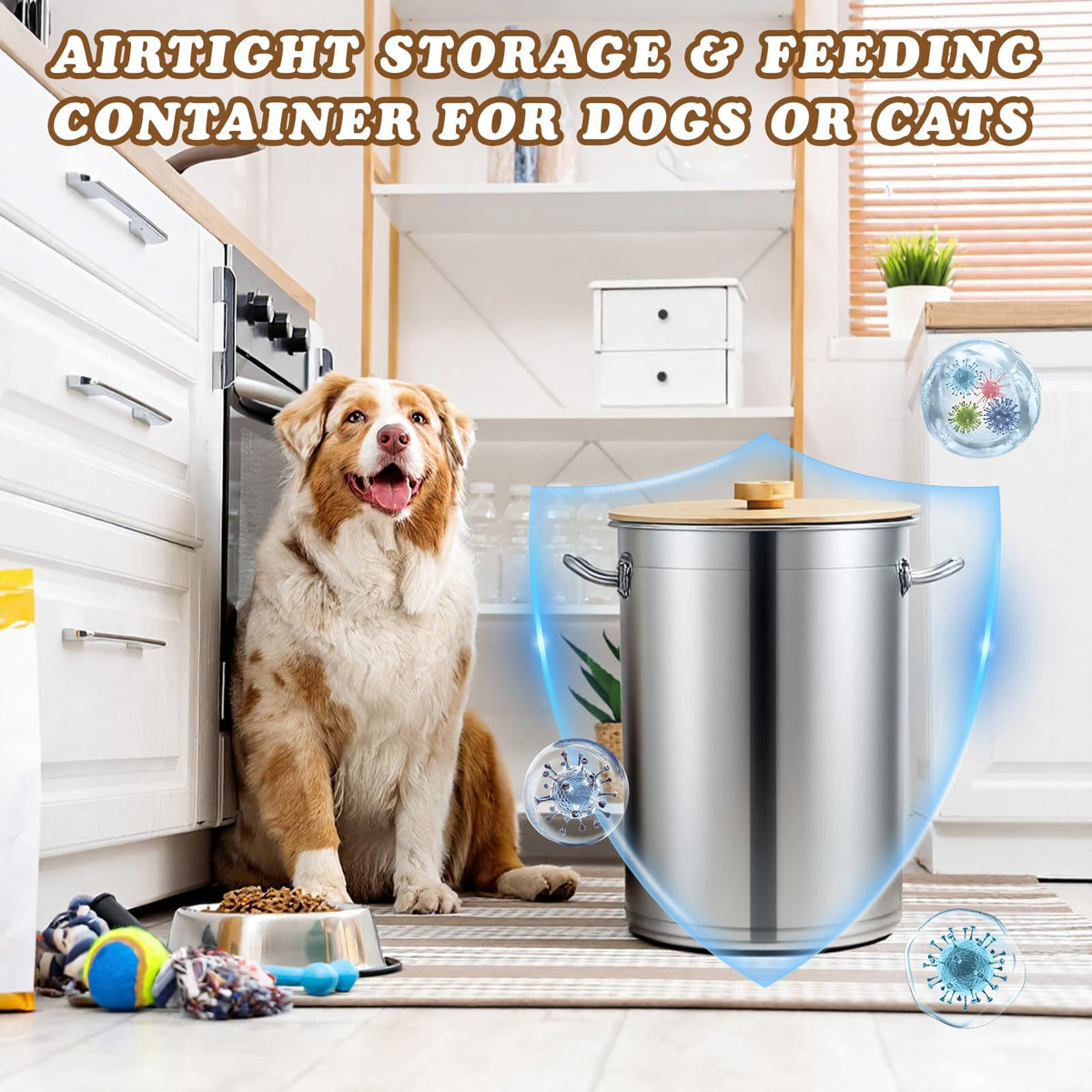 45 Lbs Stainless Steel Airtight Dog Food Storage Container M125524