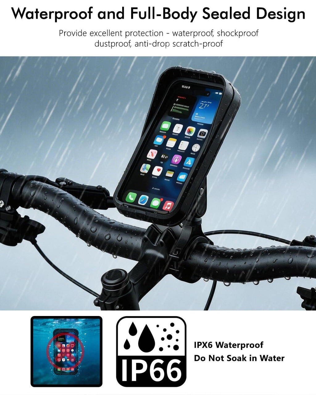 IP65 Waterproof Motorcycle Phone Mount X90984