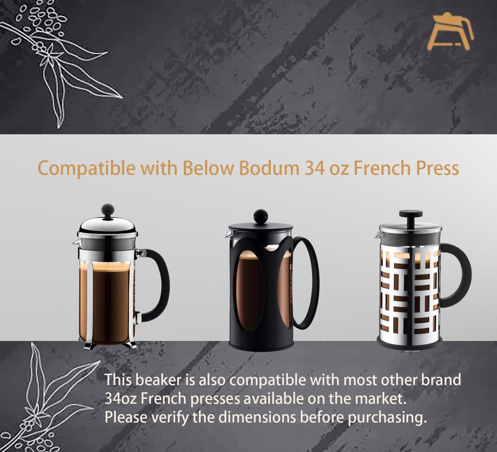 34 oz Borosilicate Glass French Press Replacement Beaker V913