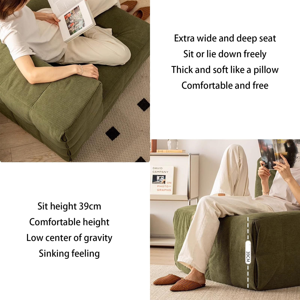 Yellow Corduroy Bean Bag Chair Y425