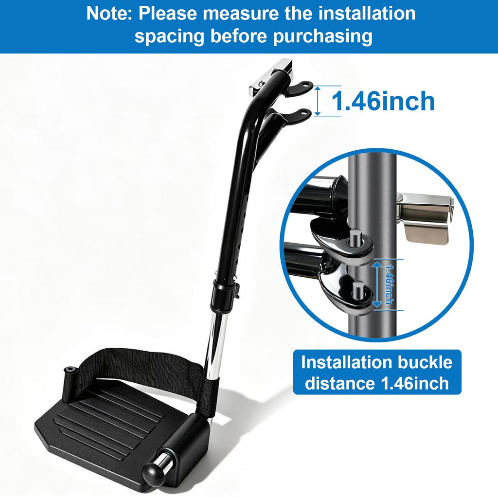 Black Wheelchair Footrest Replacement with Heel Loop J638