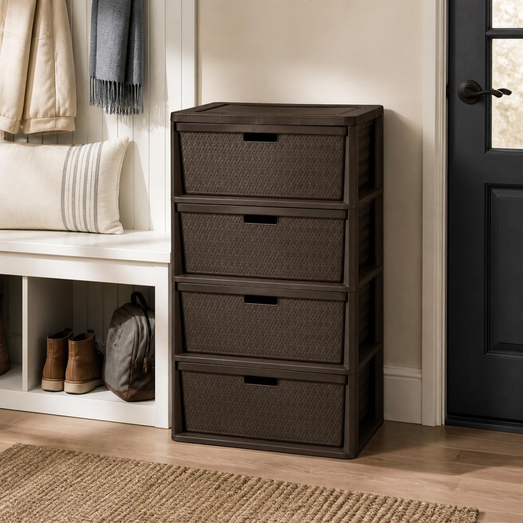 Brown 4 Drawer Plastic Storage Organizer Tower E997