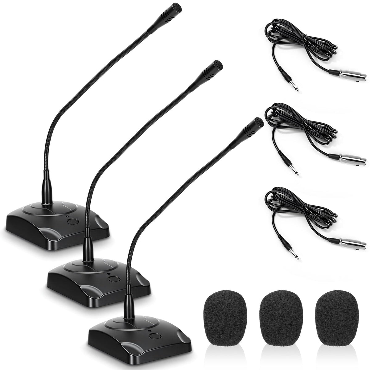 3 Pcs Gooseneck Wired Microphone with Base G951359