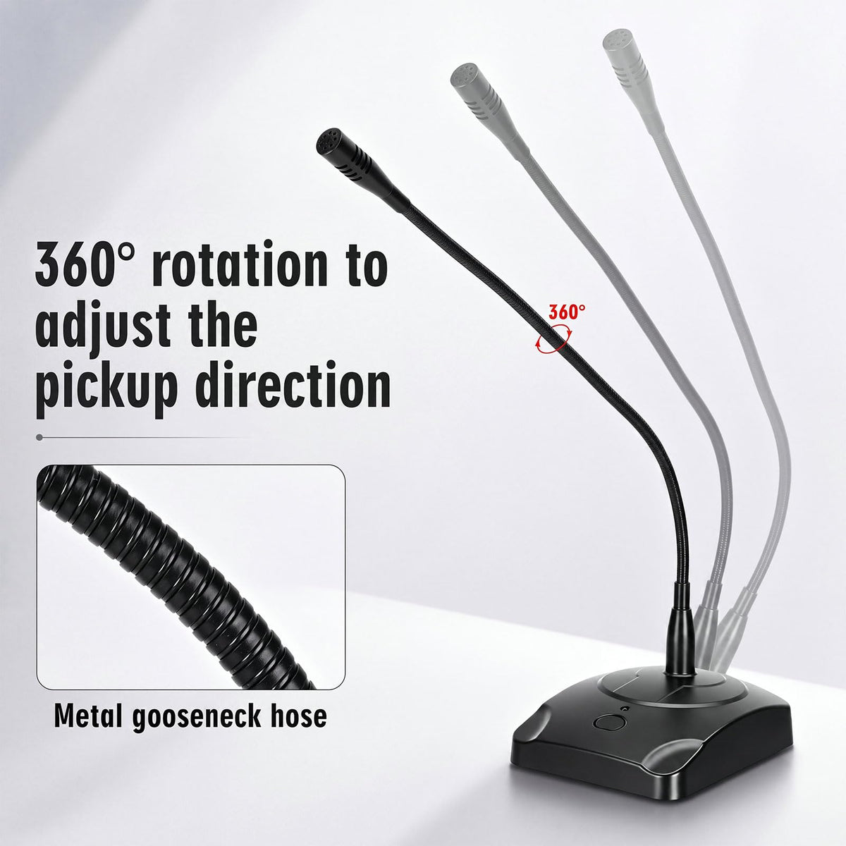 3 Pcs Gooseneck Wired Microphone with Base G951359