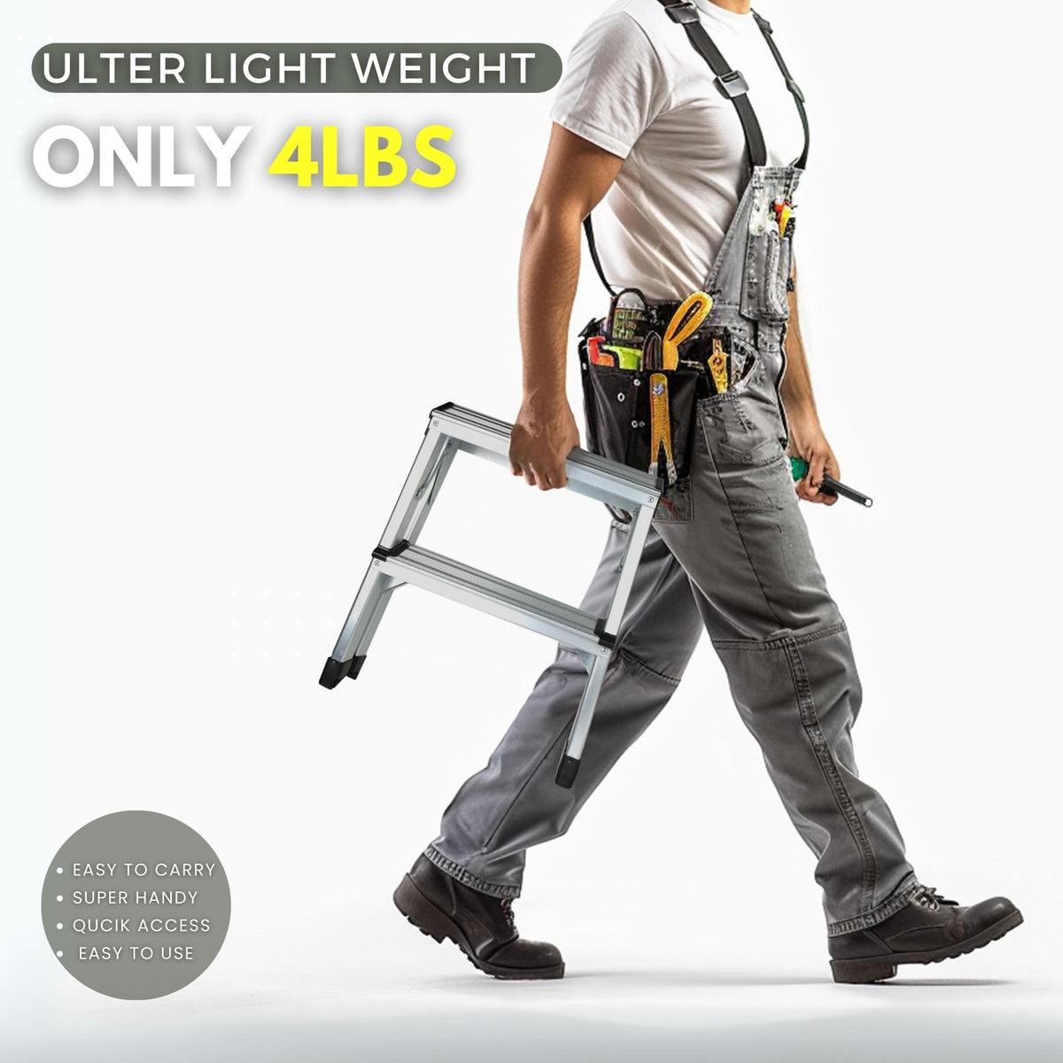 2 Step Aluminum Folding Ladder 330lbs C562