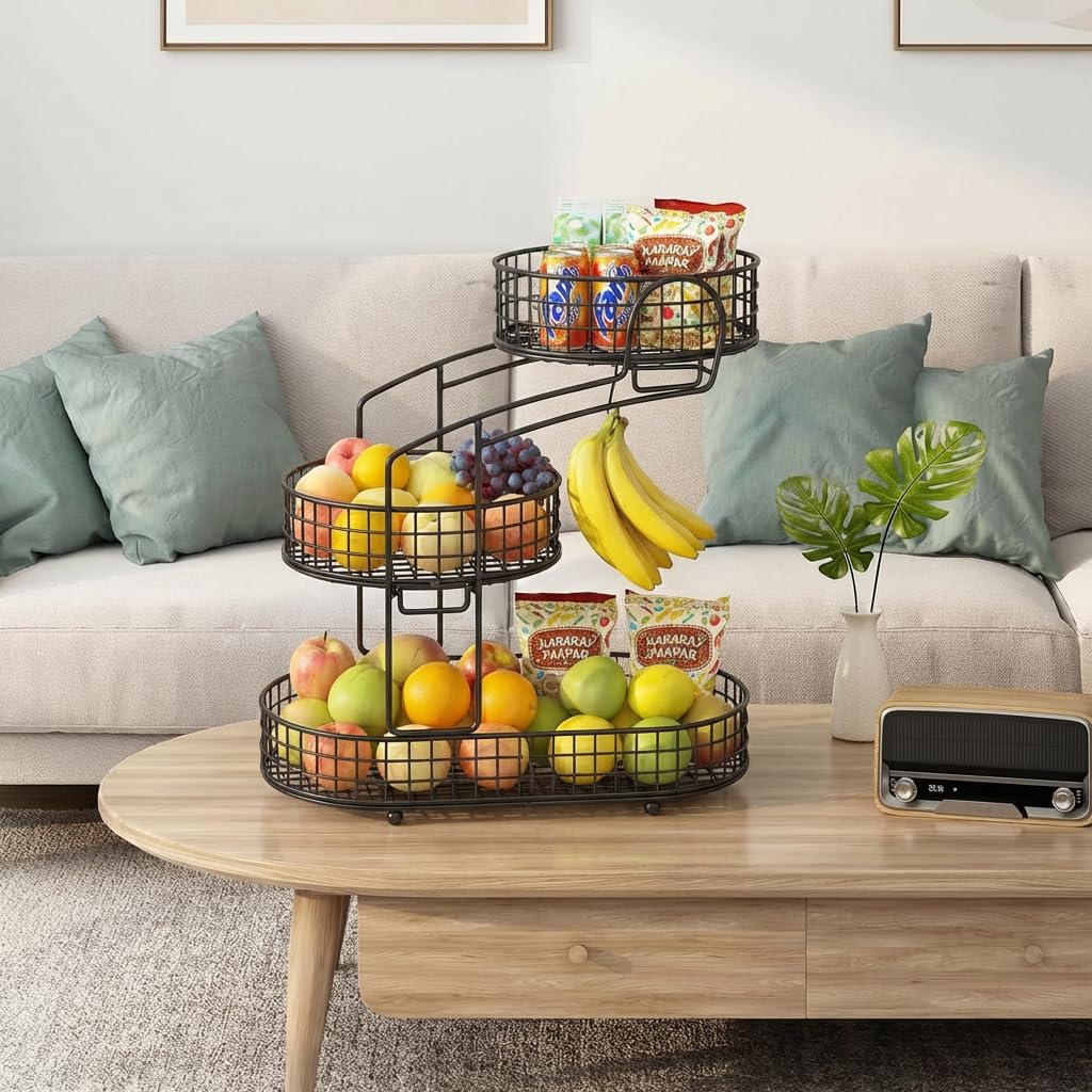 3-Tier Metal Fruit Basket Vegetable Storage Basket M738
