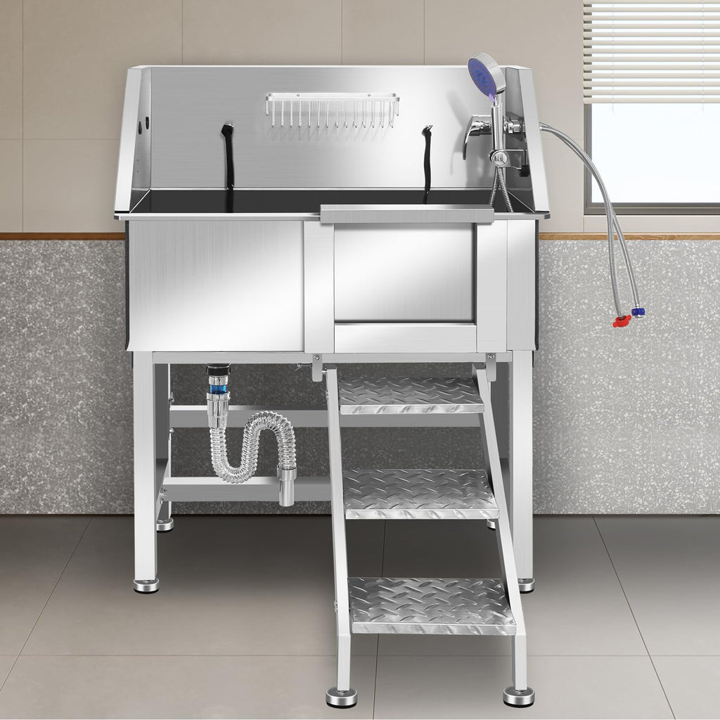Stainless Steel Dog Washing Station with Stairs E862
