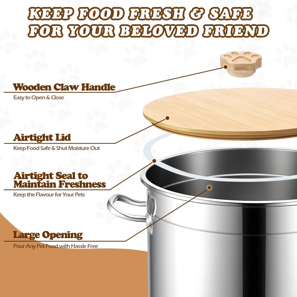 45 Lbs Stainless Steel Airtight Dog Food Storage Container M125524