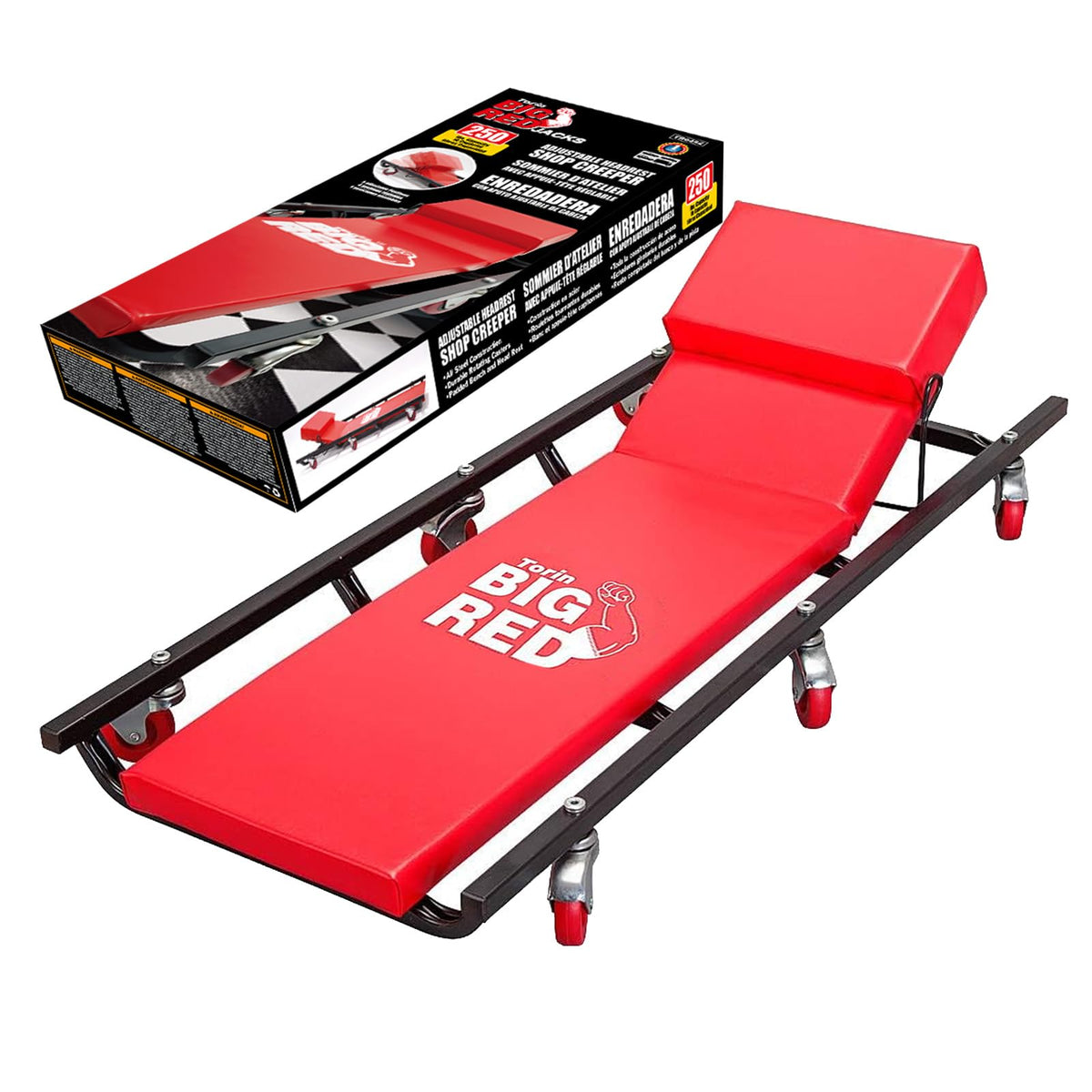 Rolling Garage Creeper with Adjustable Headrest and 6 Casters B675
