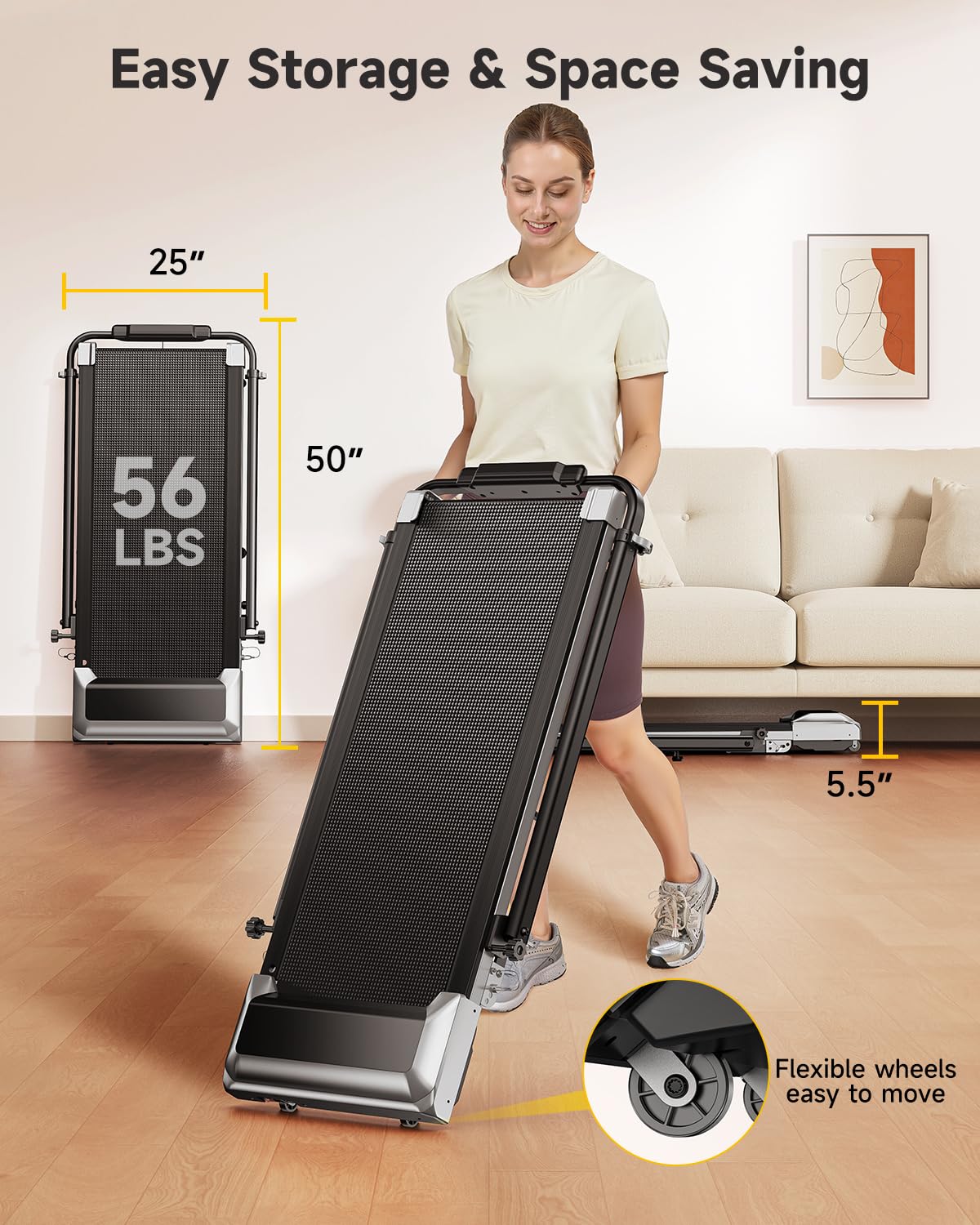 Folding Treadmill with Incline and Adjustable Handle Bar H86648