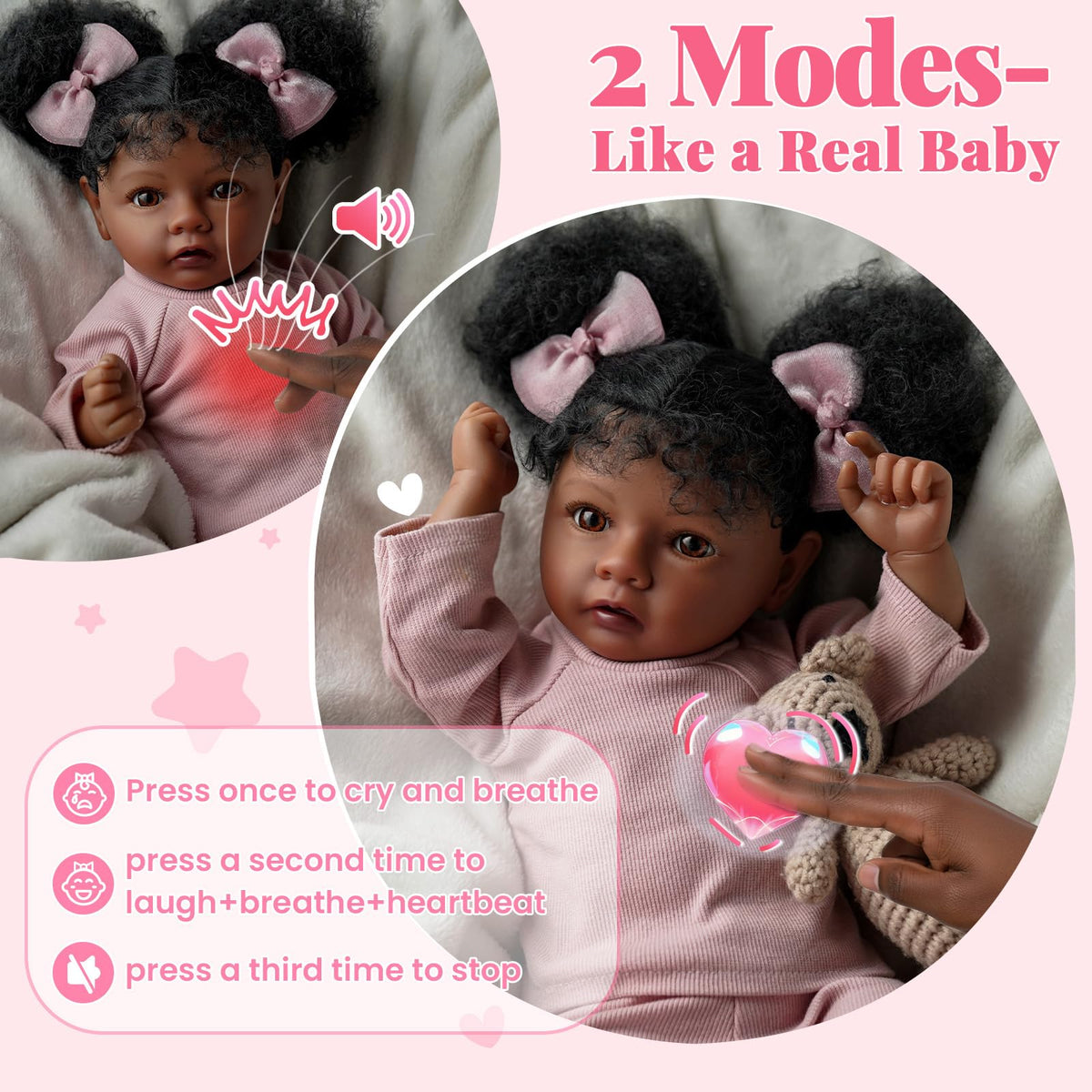 20 Inch Black Baby Girl K3677