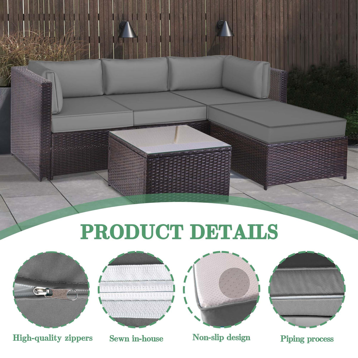 Waterproof Outdoor Couch Cushions 4 Seat Dark Grey G562259