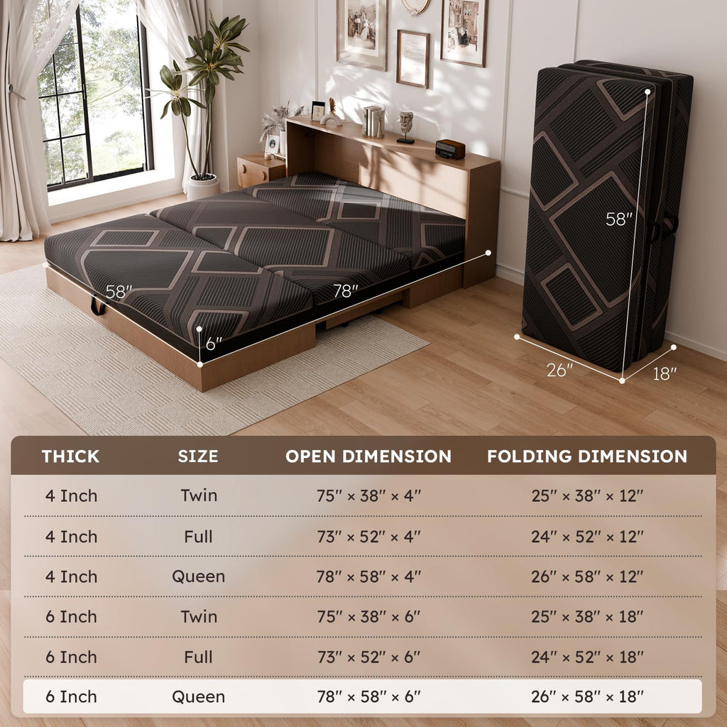 4 Inch Trifold Memory Foam Mattress T802873