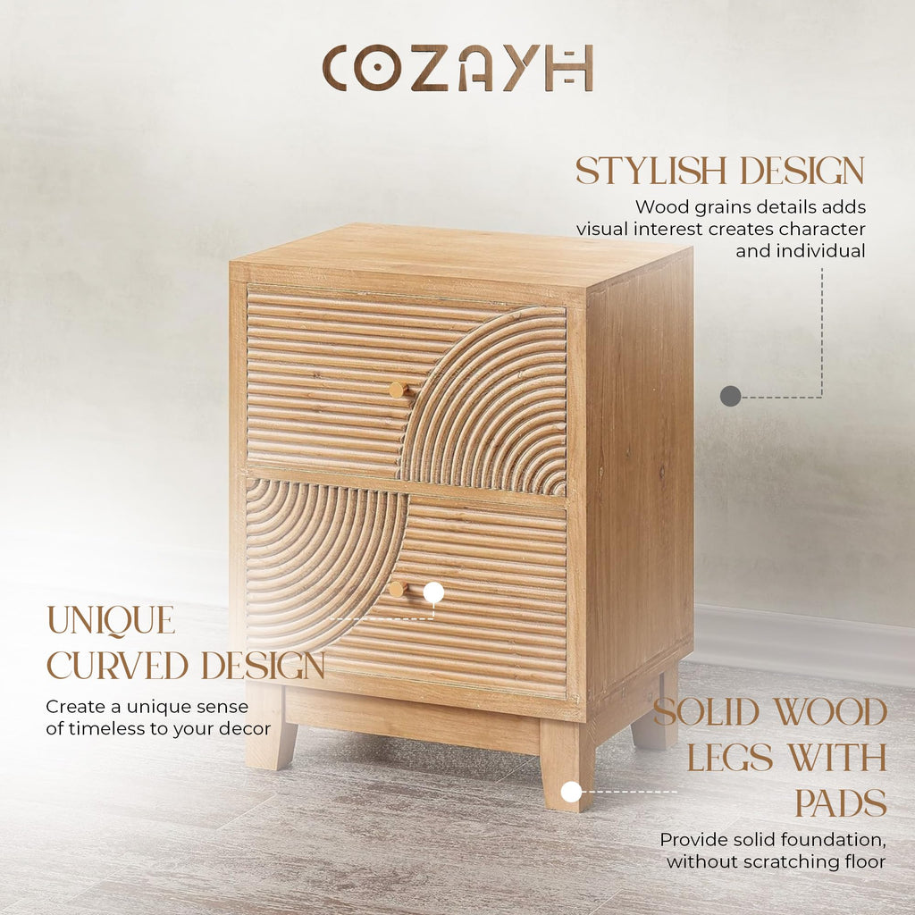 2 Drawer Wood Nightstand V928