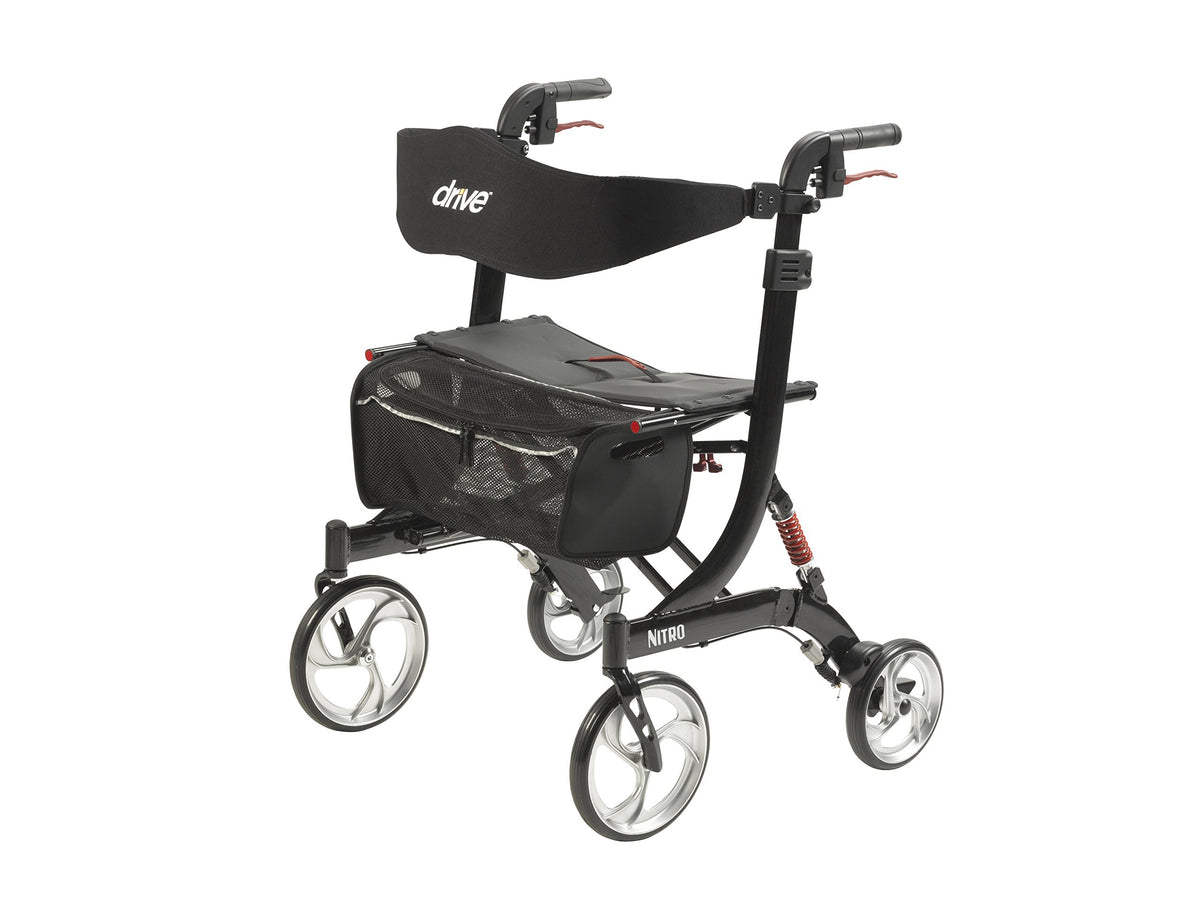 Heavy-Duty Foldable Rollator Walker with Seat, Black S5355