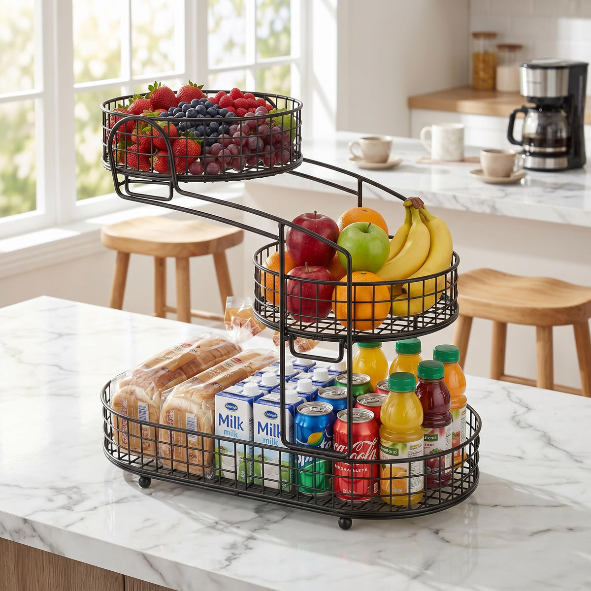 3-Tier Metal Fruit Basket Vegetable Storage Basket M738