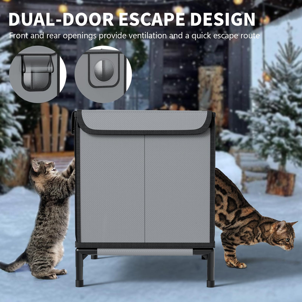 Weatherproof Outdoor Cat House with Thermal Aluminum Foil A40485