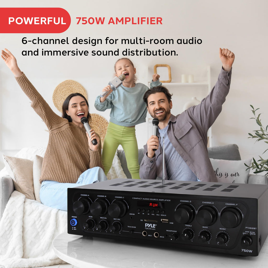 6 Channel 750 Watt Bluetooth Wireless Home Amplifier L11918