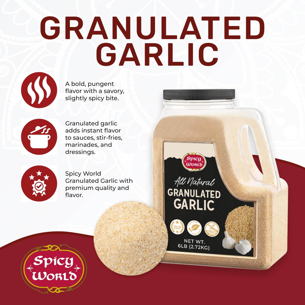 Granulated Garlic 6 LB Jar Gluten Free Non-GMO T5097
