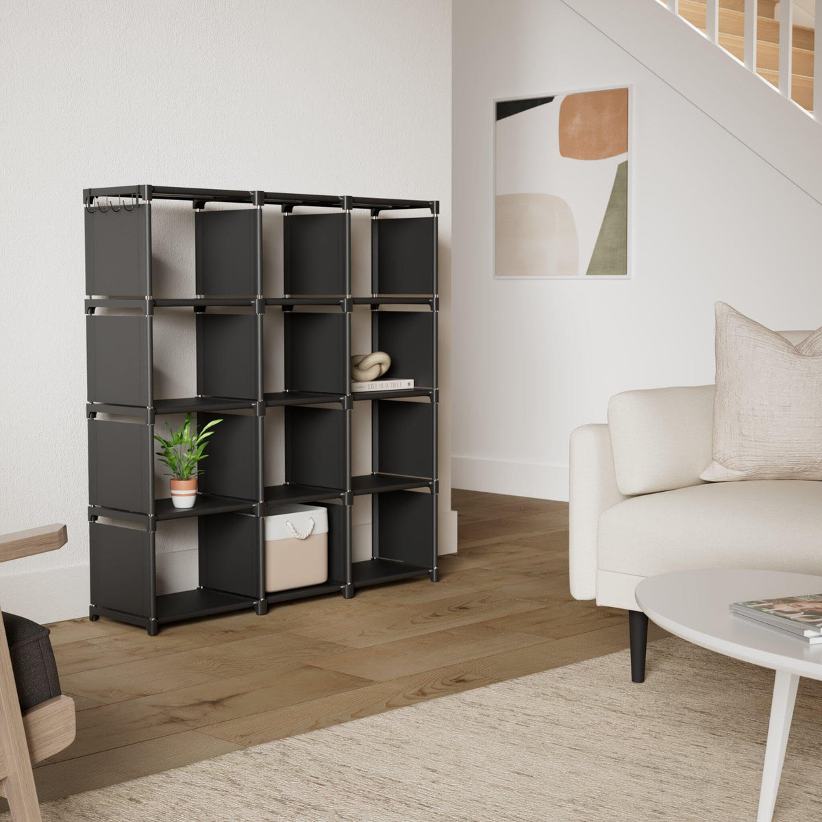 Black 12 Cube Metal Bookcase J3457
