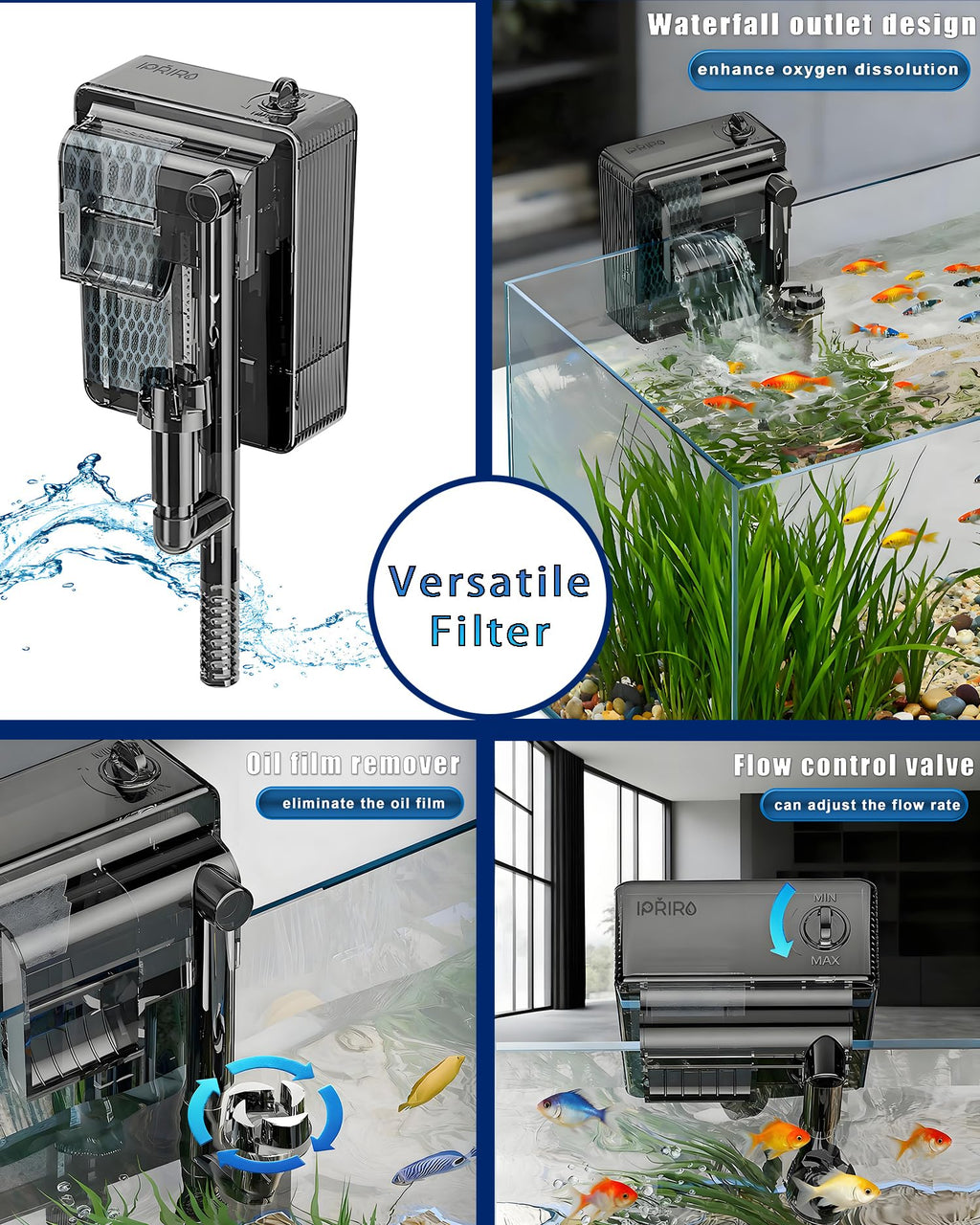 3 Gallon Ultra-Clear Glass Fish Tank with Filter and Led Light N73259