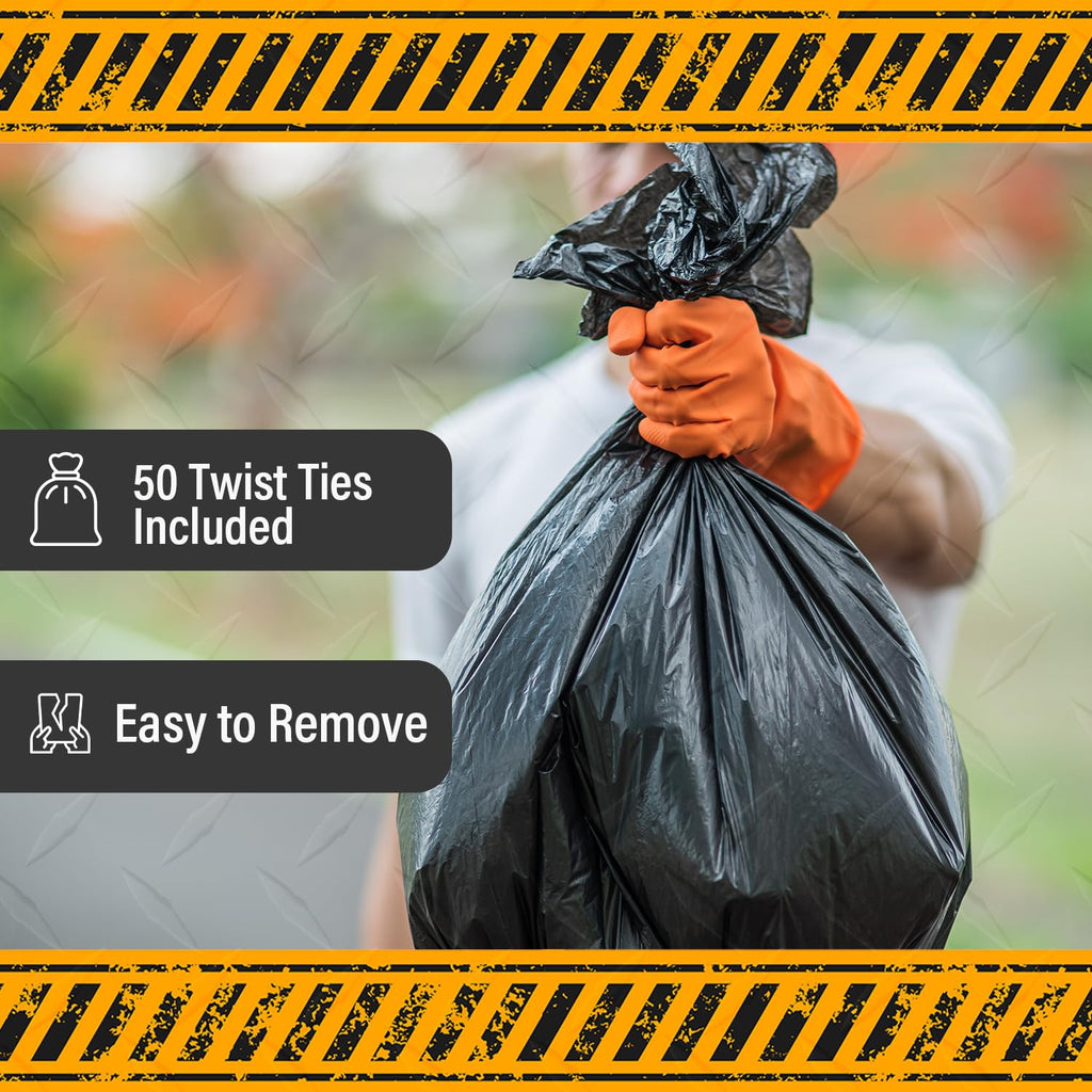 55 Gallon Heavy Duty 3 Mil Black Trash Bags 50 Ct W181821