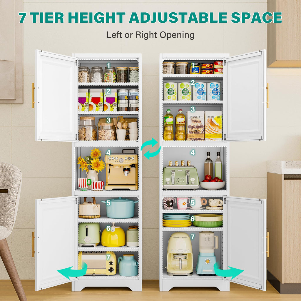 67" Tall Narrow White Metal Bathroom Storage Cabinet J31223