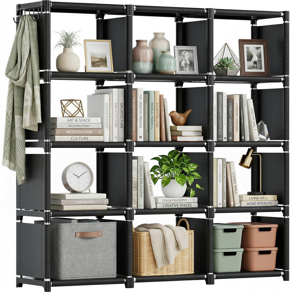 Black 12 Cube Metal Bookcase J3457