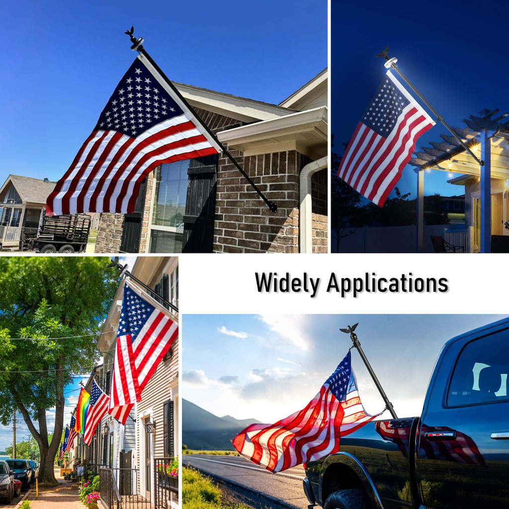 7FT Stainless Steel Flag Pole Kit with Solar Light and Adjustable Bracket V246