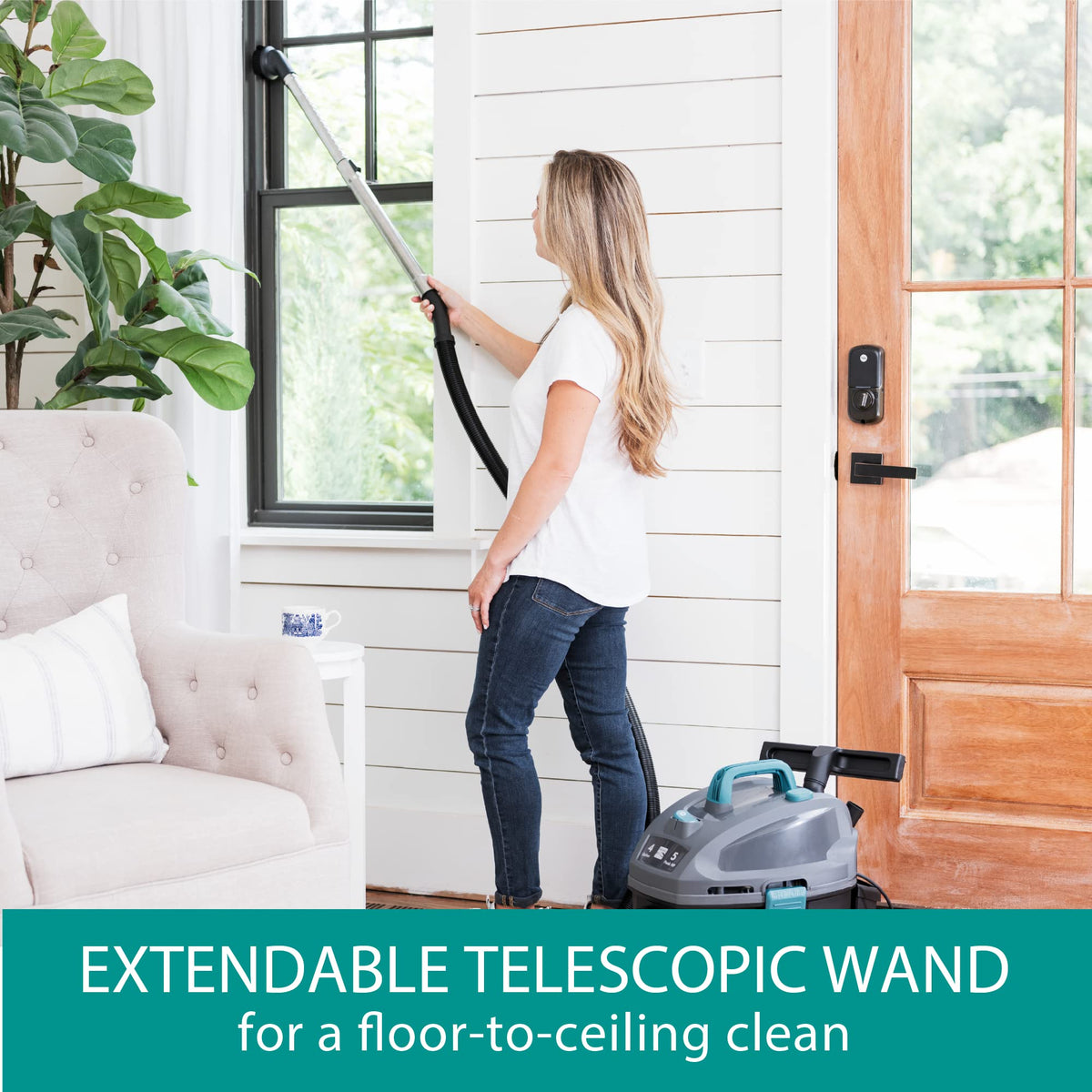 Wet Dry Canister Vacuum Cleaner 4 Gallon 5 Peak HP with Washable HEPA Filter D7492