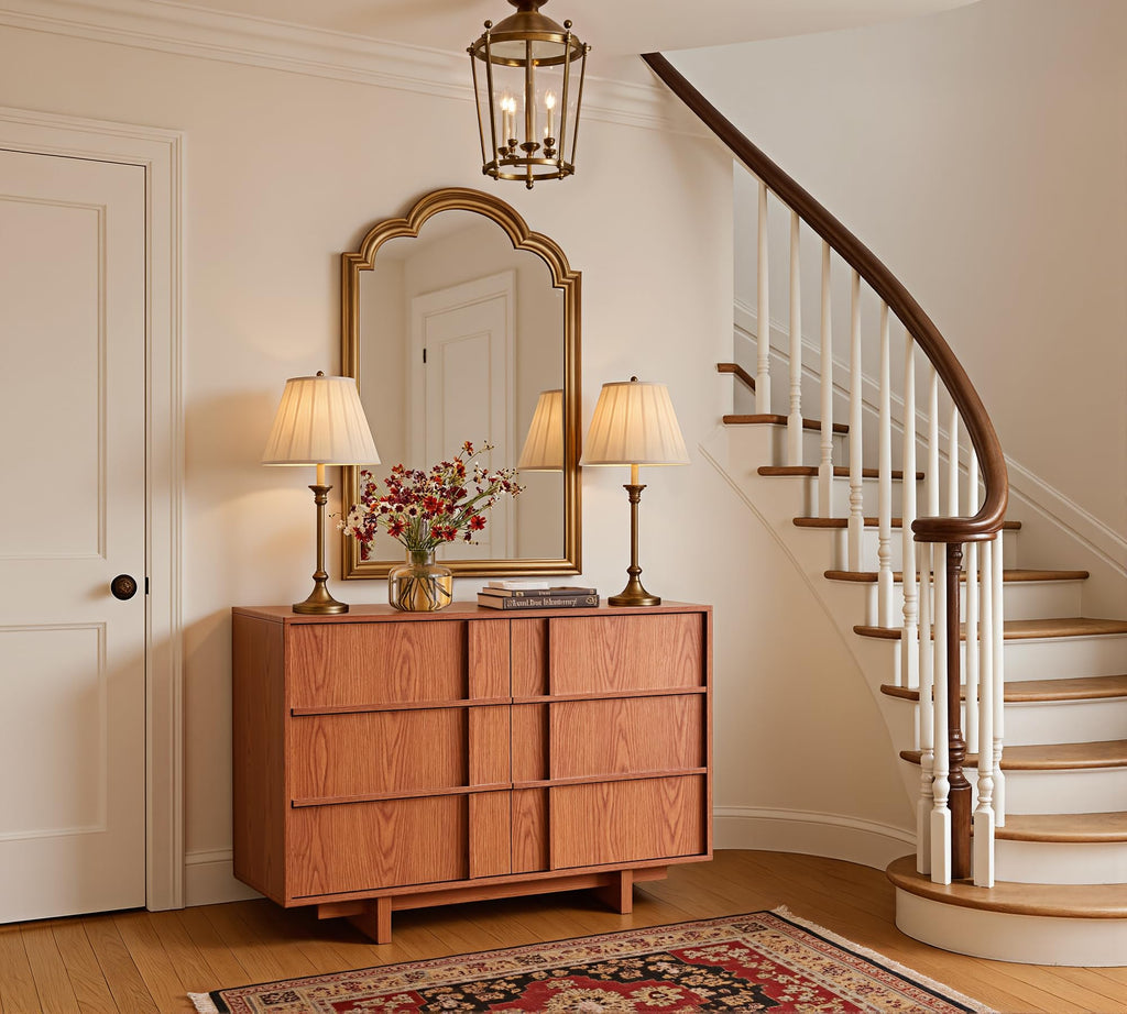 47" Wide 6 Drawer Dresser and Nightstand Set 3 Piece, Cherry P592954