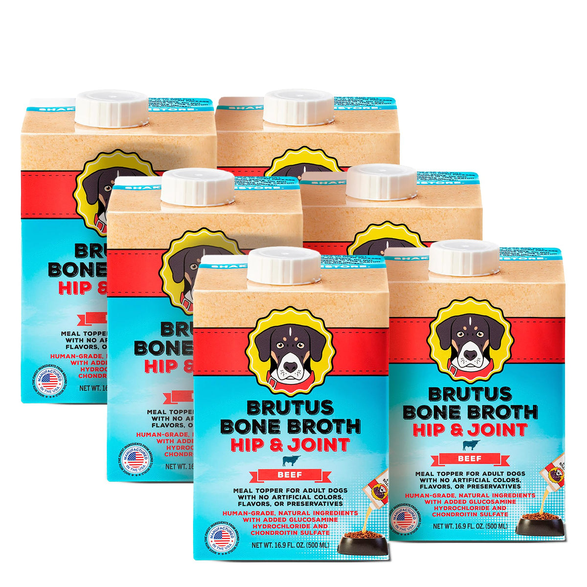 Bone Broth for Dogs with Chondroitin Glucosamine Turmeric 16.9oz Pack of 6 W643072