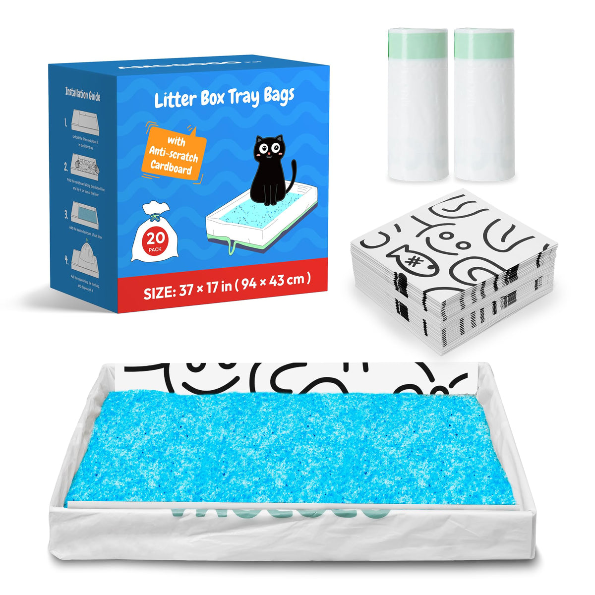 20 Pack Cat Litter Bags with Drawstring J74872