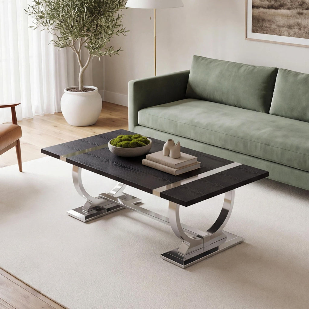 50" Black and Silver Coffee Table R2339
