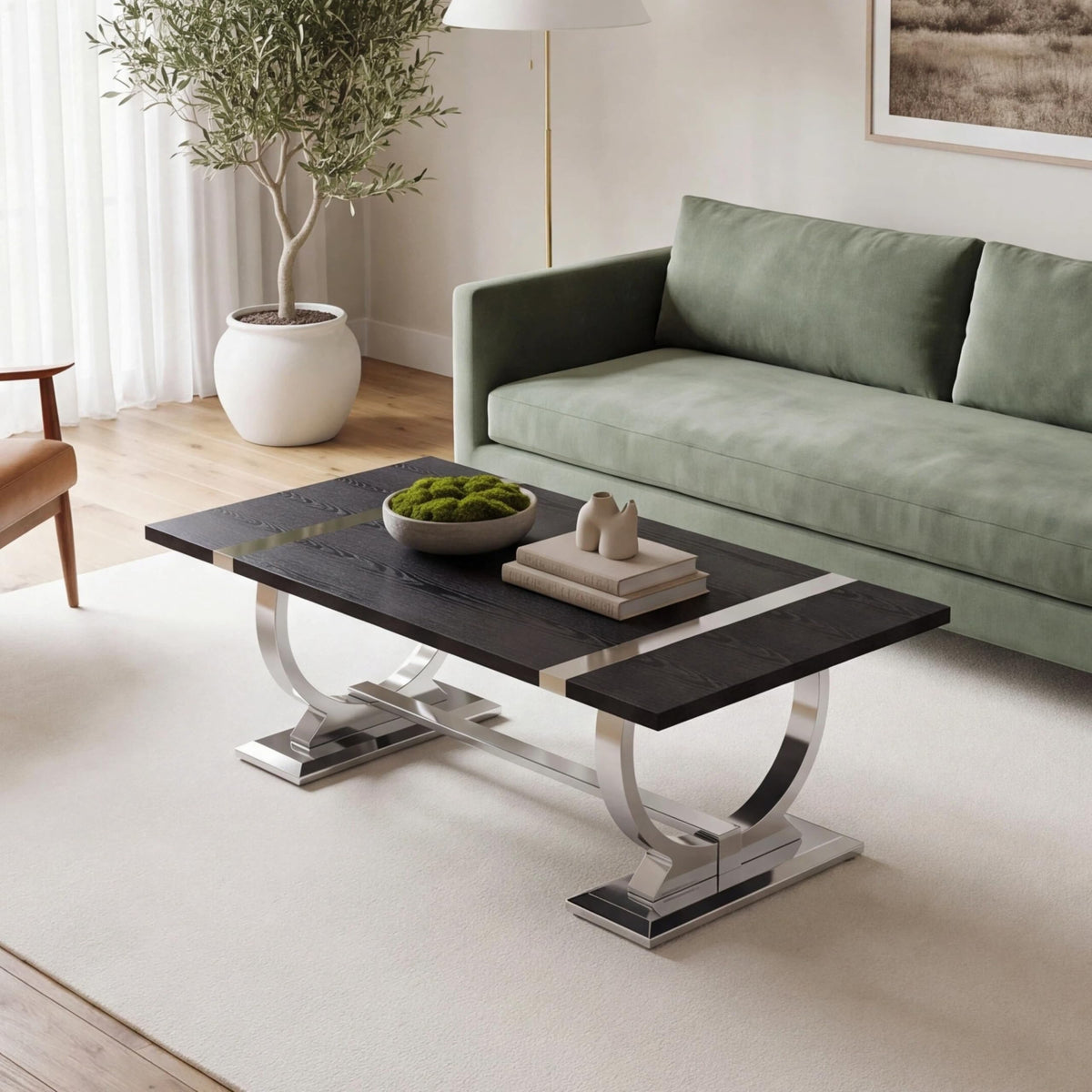 50" Black and Silver Coffee Table R2339