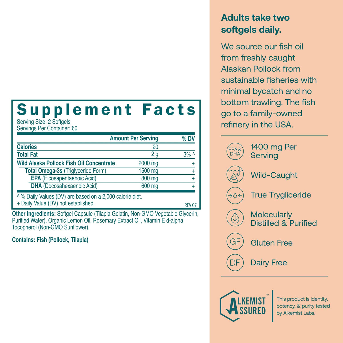 Omega-3 Fish Oil 120 Softgels 1400 mg EPA DHA G765233