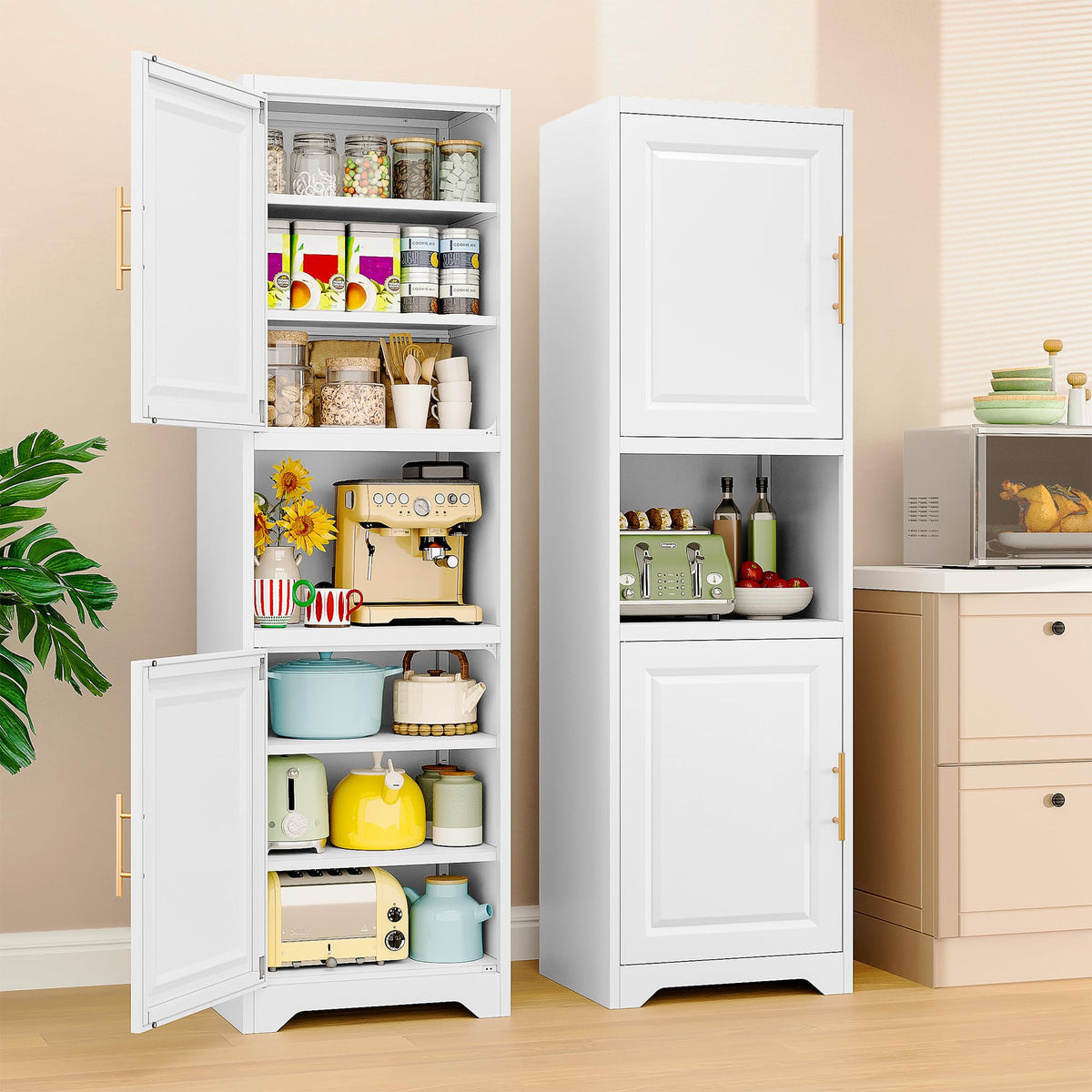 67" Tall Narrow White Metal Bathroom Storage Cabinet J31223