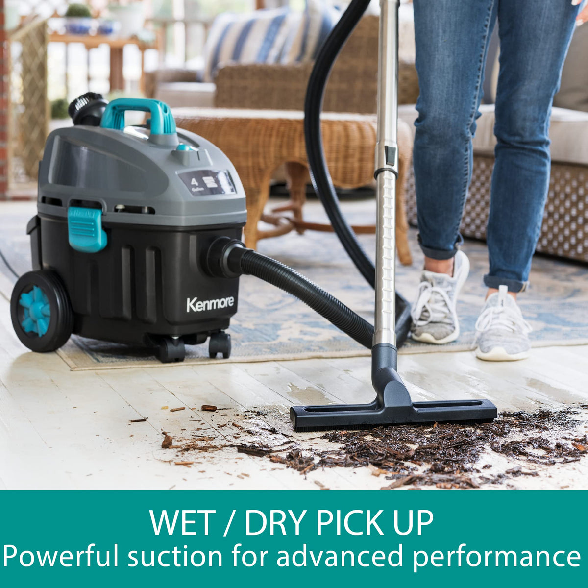 Wet Dry Canister Vacuum Cleaner 4 Gallon 5 Peak HP with Washable HEPA Filter D7492
