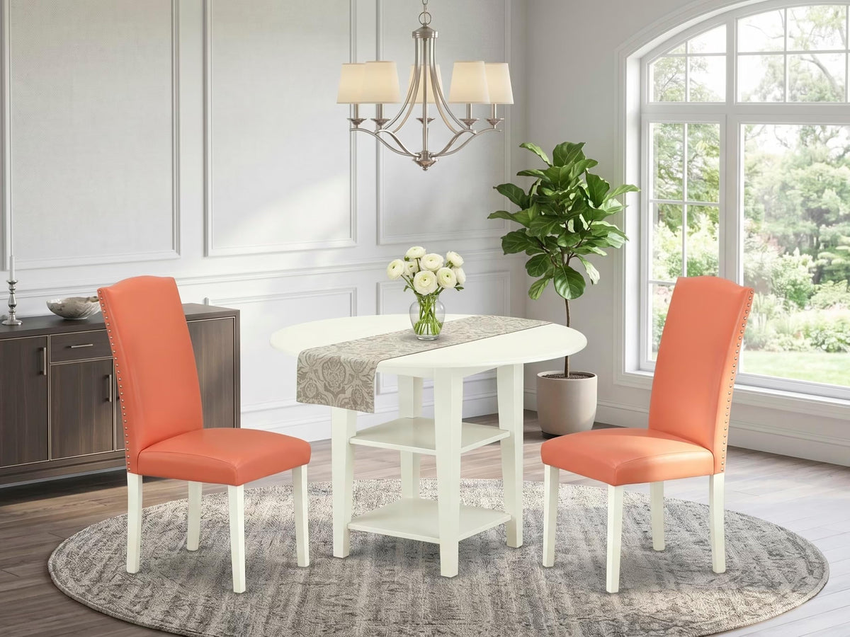 3 Piece Dining Table Set with 2 Faux Leather Chairs V31530