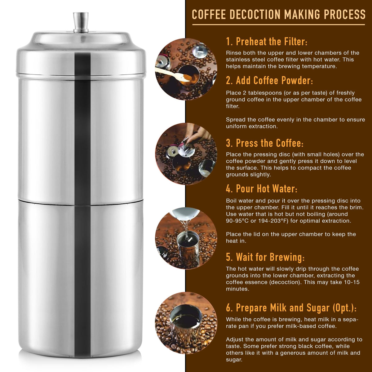 10 oz Stainless Steel Drip Coffee Maker U4329