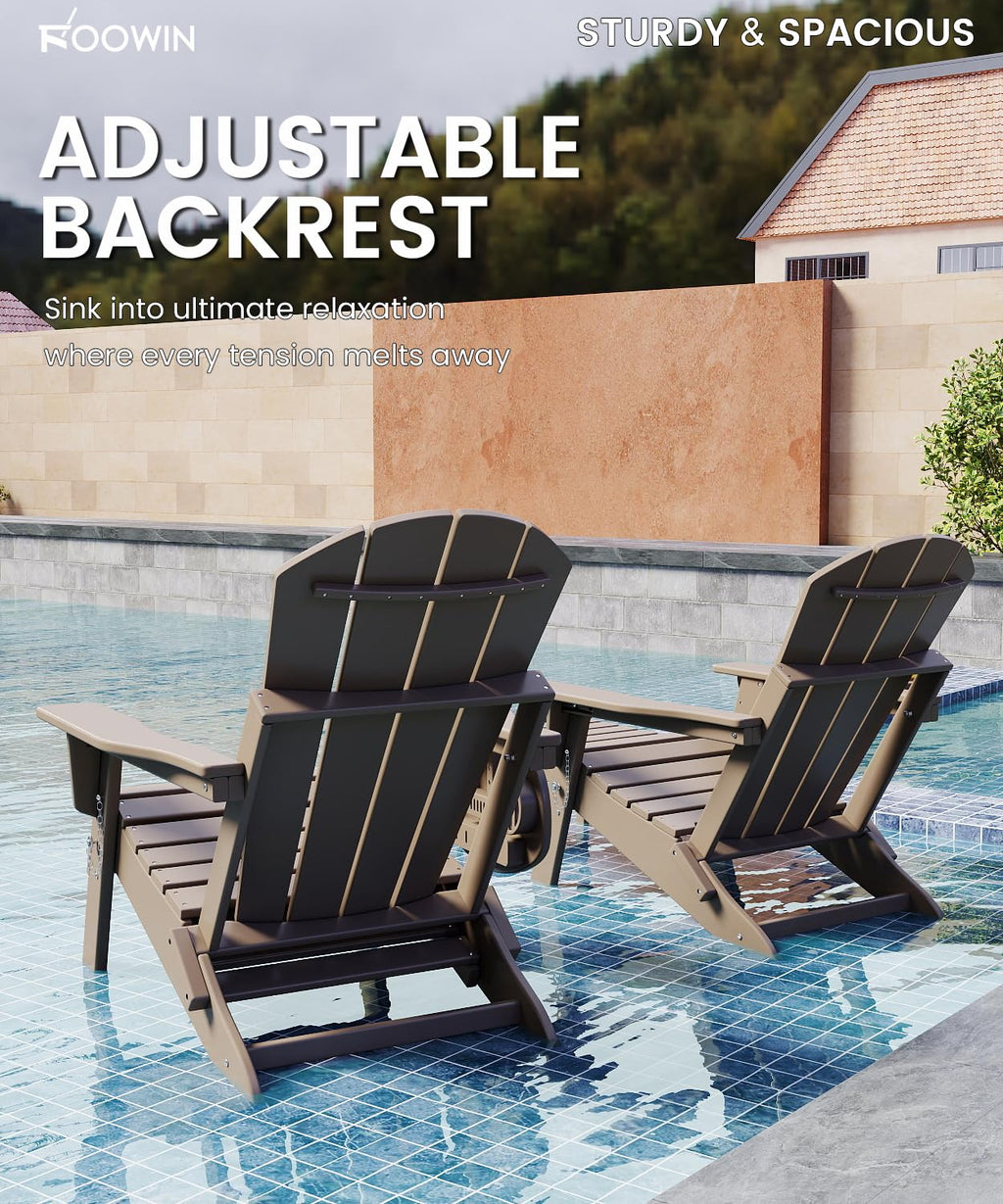 Folding Adjustable Adirondack Chair with Ottoman Set of 2 Q873799