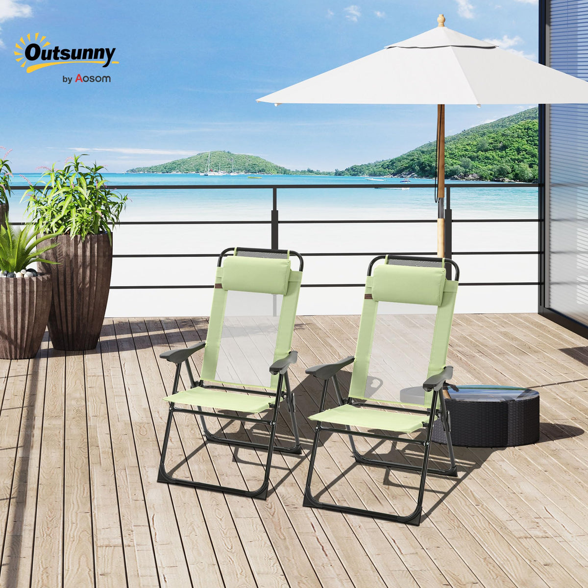 Folding Patio Dining Chairs Set of 2 Green S926842