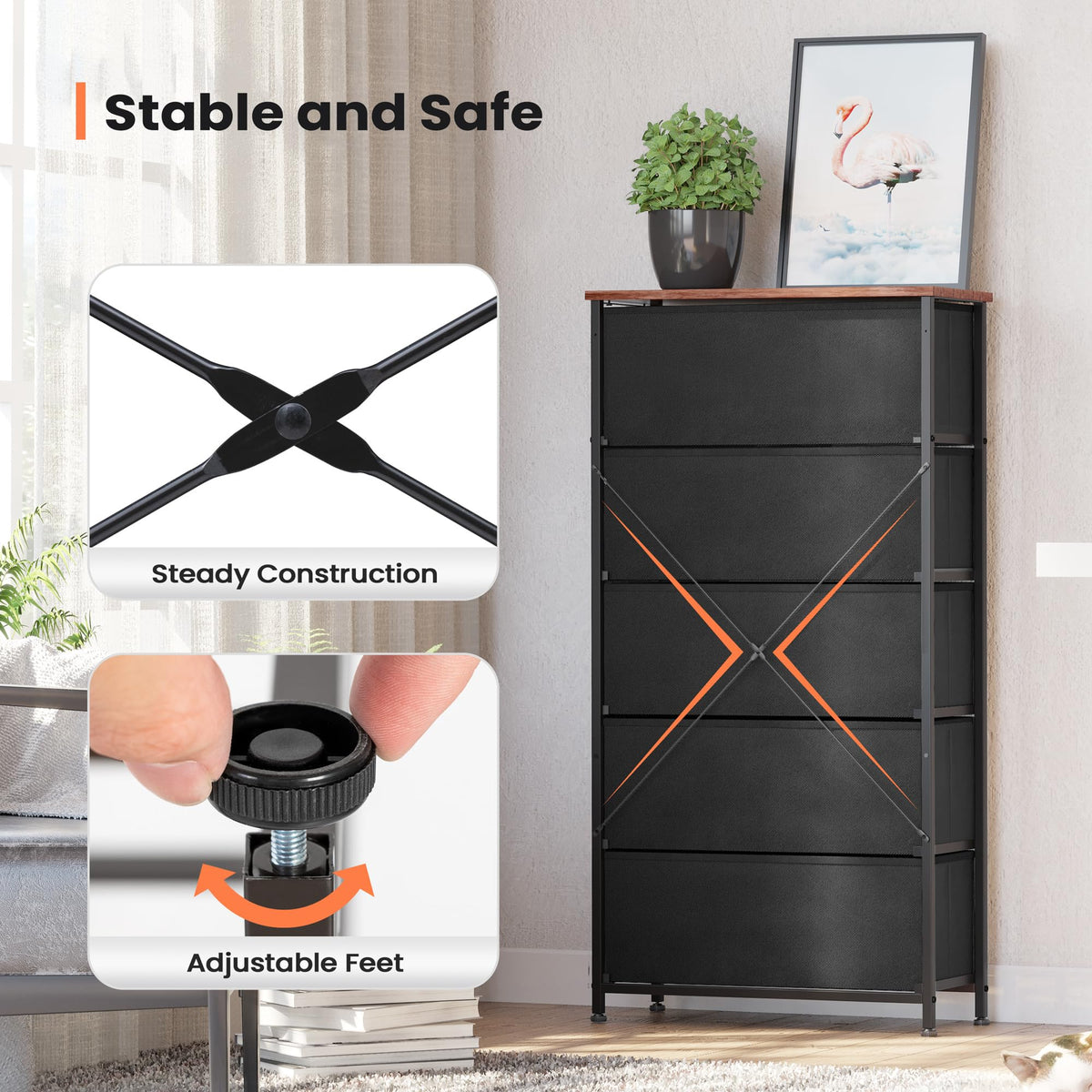 5 Drawer Fabric Dresser R56827