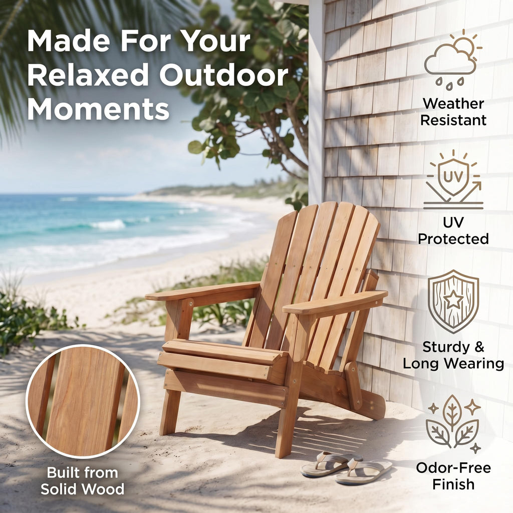 100 lbs Capacity Solid Wood Adirondack Chair F858945
