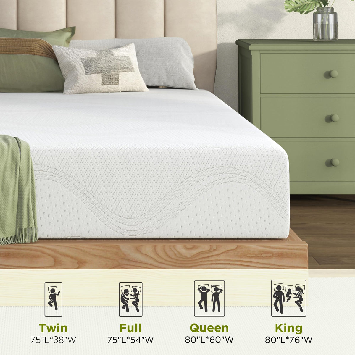 6 Inch Green Tea Gel Memory Foam Mattress R1797