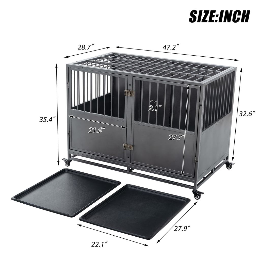 48 inch Heavy Duty Folding Metal Dog Cage with Divider Panel E203